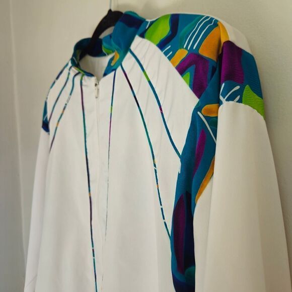 Vintage Brenda Goode '80s Full Zip Light Weight Ruffle Hem Windbreaker Jacket M - Picture 5 of 9